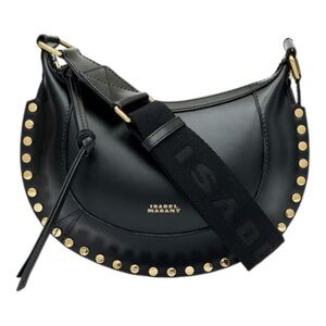 Isabel Marant Black Leather Shoulder Bag with Gold Accents Fashion❤️🎉🎉